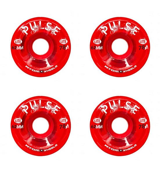 ATOM SKATES Red Pluse Lite Quad Roller Skate Wheel 78a 62x33mm 4 wheels per pack. 100% оригинал