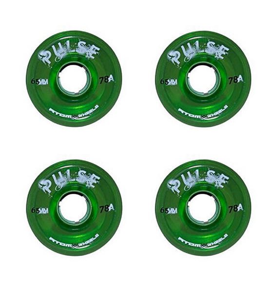 ATOM SKATES Green Pluse Quad Roller Skate Wheels 65x37mm 78A 4 wheels per pack. 100% оригинал