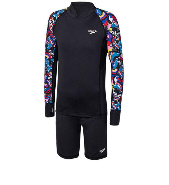 SPEEDO BLACK SPEEDO Deluxe Girls Rashguard. 100% оригинал