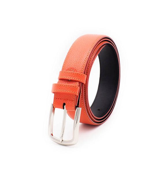 la franche Men Belt Pebble Pattern Genuine Cow Leather Belt Orange. 100% оригинал