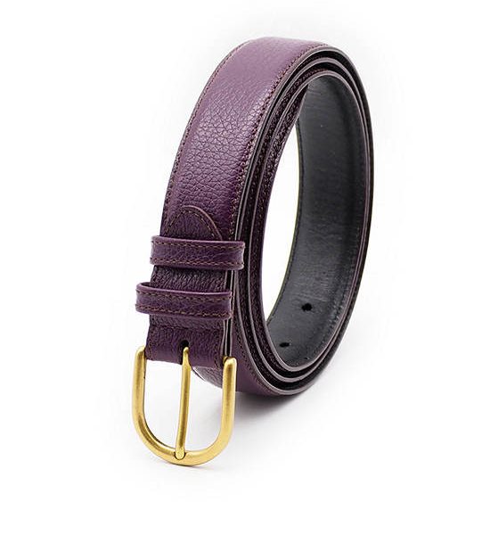 la franche Men Belt Pebble Pattern Genuine Cow Leather Belt  Purple. 100% оригинал