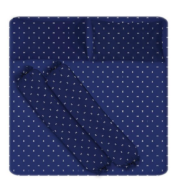 DUNLOPILLO Fitted Sheet Set - LONDON BLUE : DL-LB-05 6ft.(5pcs.) Blue. 100% оригинал