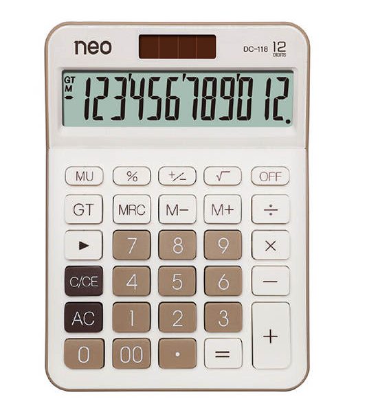 NEO NEO เครื่องคิดเลข 12 หลัก รุ่น DC-118 สีน้ำตาล. 100% оригинал