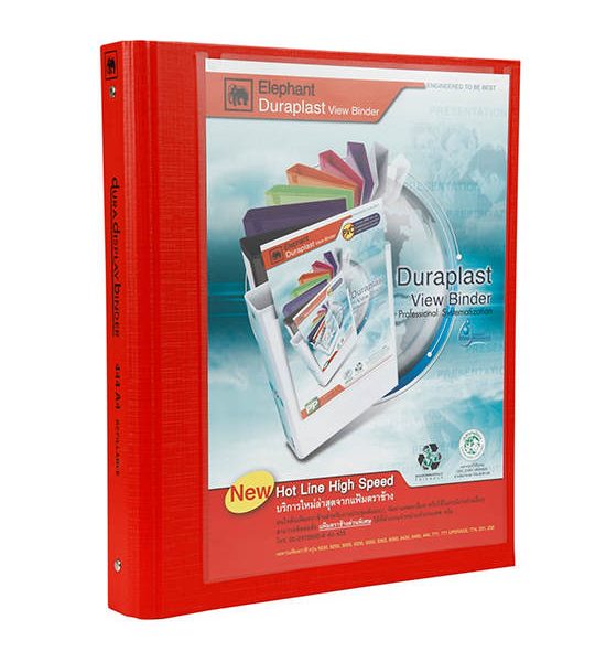 ELEPHANT ELEPHANT แฟ้มโชว์เอกสาร 3ห่วง สี แดง ขนาด A4 สัน 5ซม. (1เล่ม). 100% оригинал
