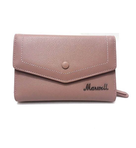 MARWELL Women's Leather Middle Trifold Wallet in Blush Pink Color. 100% оригинал