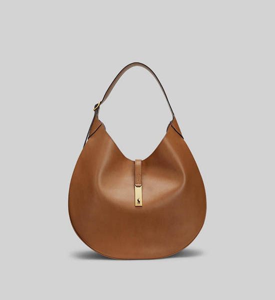 POLO RALPH LAUREN Women Handbag-Polo ID Calfskin Large Shoulder Bag-Light Beige-270. 100% оригинал