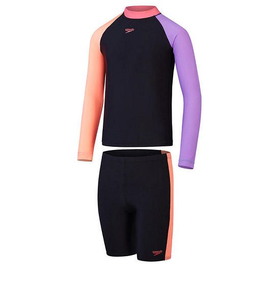 SPEEDO Girls Swimsuit Colourblock Rash Top & Jammer Set Black - SP111SP071DSTH. 100% оригинал