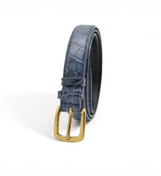 la franche Woman Belt Croco Pattern Genuine Cow Leather Belt Blue. 100% оригинал