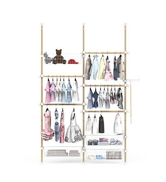 TUGU Set of 3 poles, 5 hanging rails, 4 baskets, hanging rails, no drilling required, Maple (R59M). 100% оригинал