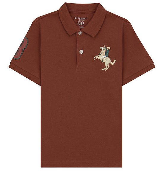 GIORDANO Boy's Slim Fit Embroidery Bold Polo (Napoleon)  Coconut Shell brown. 100% оригинал