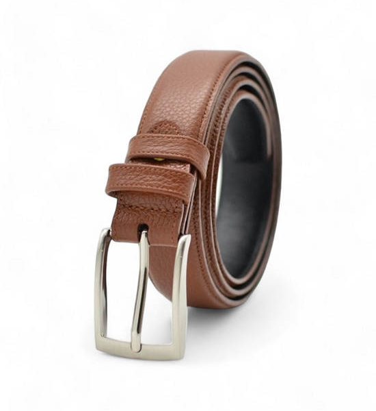 la franche Men Belt Pebble Pattern Genuine Cow Leather Belt Brown. 100% оригинал