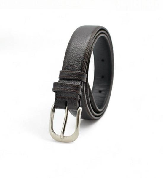 la franche Men Belt Pebble Pattern Genuine Cow Leather Belt Chocolate. 100% оригинал