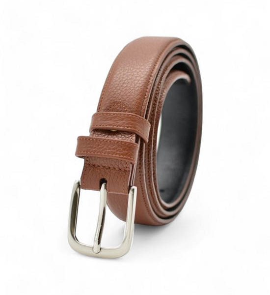 la franche Men Belt Pebble Pattern Genuine Cow Leather Belt Brown. 100% оригинал