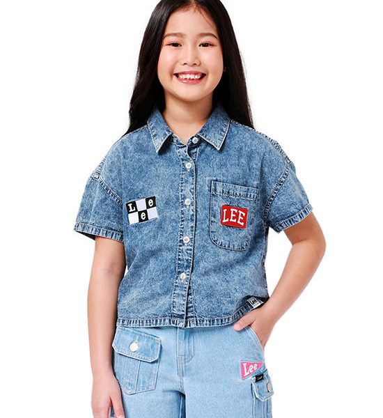 LEE KIDS Girl's Shirt Short Sleeve New Preps Collection Cropped Fit Light Indigo. 100% оригинал