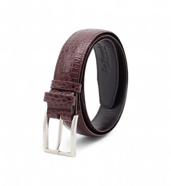 la franche Men Belt Croco Pattern Genuine Cow Leather Belt Red Brown. 100% оригинал