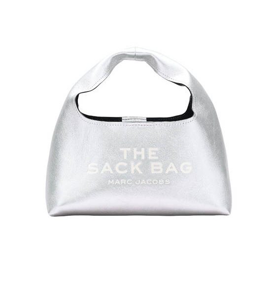 MARC JACOBS THE METALLIC LEATHER MINI SACK BAG SILVER. 100% оригинал