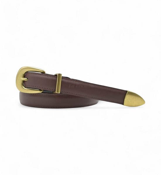 la franche Women Belt Nappa Pattern Genuine Cow Leather Belt Chocolate. 100% оригинал