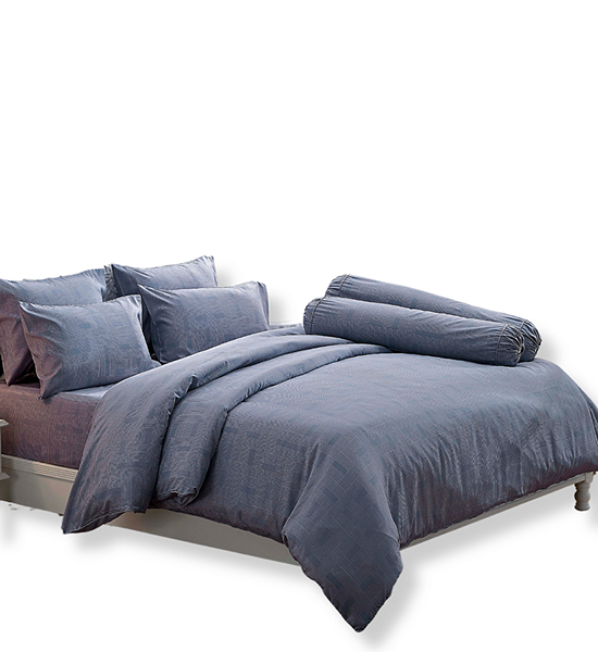 JESSICA BEDDING FITTED SHEET SET WITH COMFORTER 6 FT 6 PCS (King Size) TENCEL 500 THREAD COUNTS T852 Blue Grey. 100% оригинал
