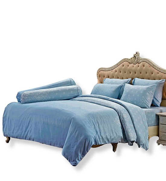 JESSICA BEDDING FITTED SHEET SET WITH COMFORTER 6 FT 6 PCS (King Size) TENCEL 500 THREAD COUNTS T840 Light blue. 100% оригинал