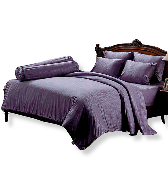 JESSICA BEDDING FITTED SHEET SET WITH COMFORTER 6 FT 6 PCS (King Size) JACQUARD SILKSHINE 500 THREAD COUNTS QS739 Purple. 100% оригинал