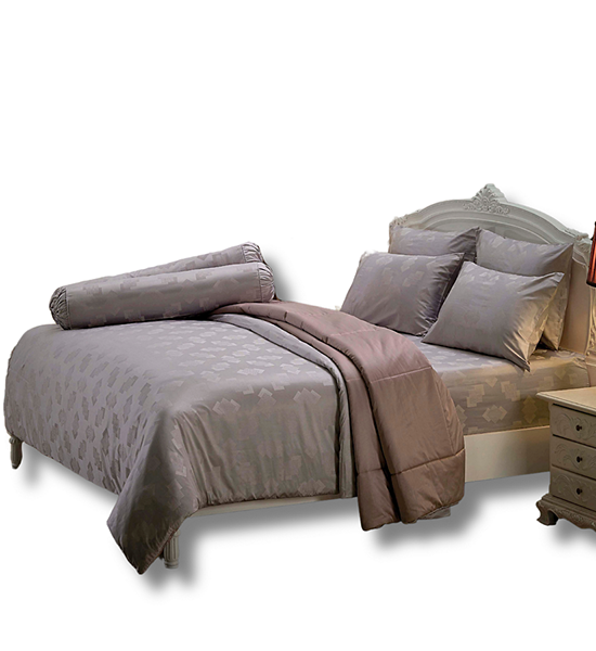 JESSICA BEDDING FITTED SHEET SET WITH COMFORTER 6 FT 6 PCS (King Size) JACQUARD SILKSHINE 500 THREAD COUNTS QS752-1 Light Brown. 100% оригинал