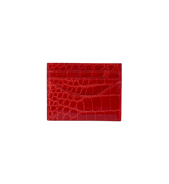 BANGKOK BOOTERY Women Card Holder BBY  Shiny Crocodile Belly Hot Orange. 100% оригинал