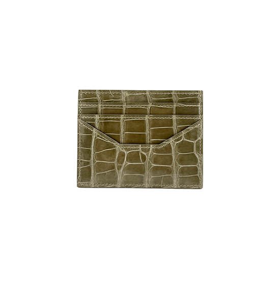 BANGKOK BOOTERY Women Card Holder BBY  Shiny Crocodile Belly Smoke. 100% оригинал