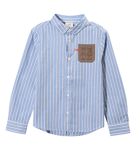 GIORDANO Boy's Embroidery Pocket Oxford Shirts (Little ME)  Blue x White. 100% оригинал