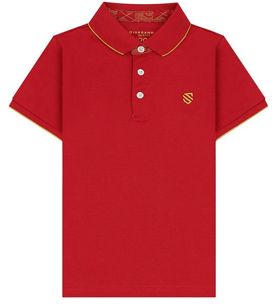GIORDANO Boy's Slim Liquid Touch Embroidery Polo (Supremacy) Haute Red. 100% оригинал