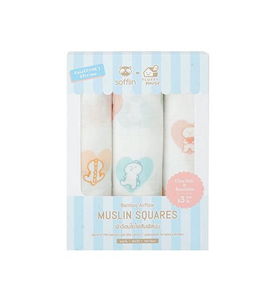 Sofflin Sofflin x Fluffy Bamboo Muslin Cloth Diapers, 30x30 inches (Pack of 3). 100% оригинал