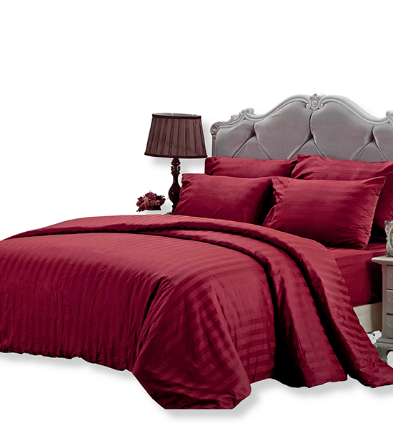 TULIP TULIP FITTED SHEET SET WITH COMFORTER 6 FT 6 PCS (King Size) COTTON SURE  500 THREAD COUNTS STRIPE RED. 100% оригинал