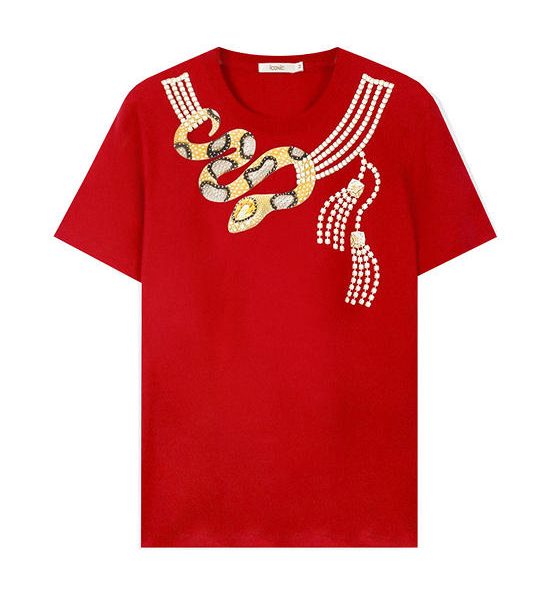ICONIC WOMAN RED GOLD SERPENT T-SHIRT. 100% оригинал