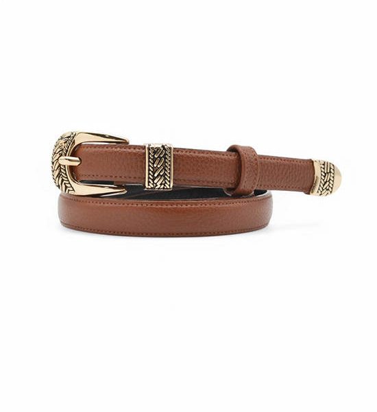 la franche Women Belt Pebble Pattern Genuine Cow Leather Belt Brown. 100% оригинал