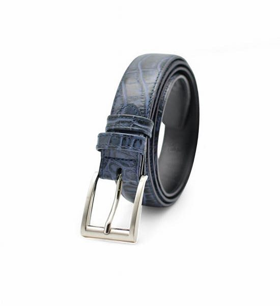 la franche Unisex Belt Croco Pattern Genuine Cow Leather Belt Navy Blue. 100% оригинал