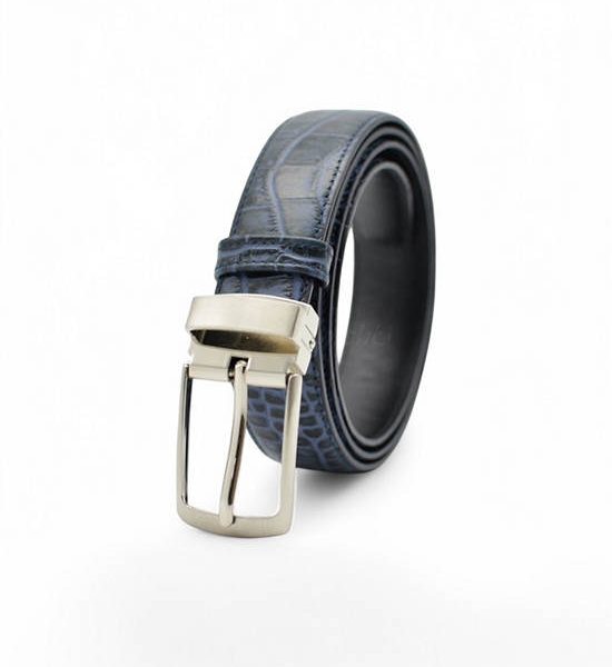 la franche Unisex Belt Croco Pattern Genuine Cow Leather Belt Navy Blue. 100% оригинал