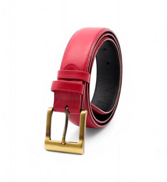 la franche Unisex Belt Nappa Pattern Genuine Cow Leather Belt Chili Red. 100% оригинал