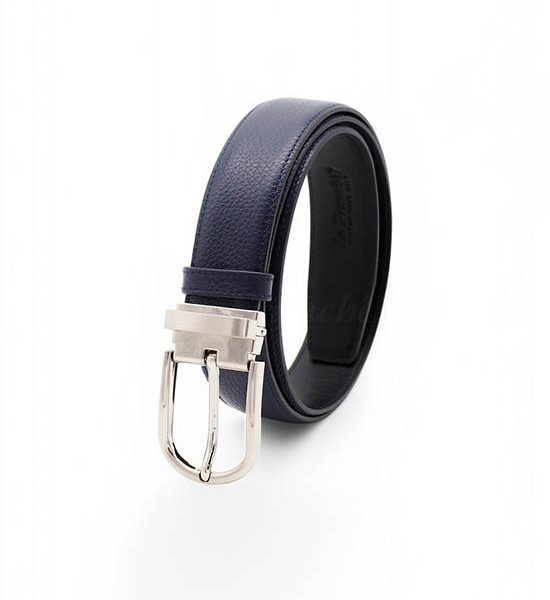 la franche Men Belt Pebble Pattern Genuine Cow Leather Belt Navy Blue. 100% оригинал