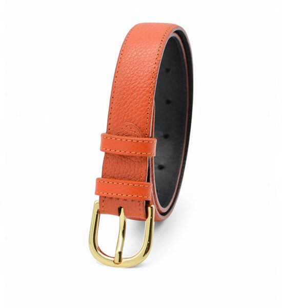 la franche Unisex Belt Pebble Pattern Genuine Cow Leather Belt Orange. 100% оригинал