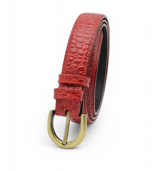la franche Unisex Belt Croco Pattern Genuine Cow Leather Belt Ruby Red. 100% оригинал