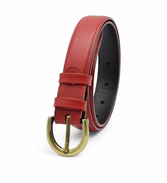 la franche Unisex Belt Nappa Pattern Genuine Cow Leather Belt Chili Red. 100% оригинал