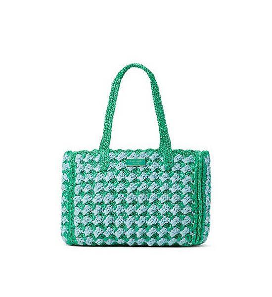 KATE SPADE NEW YORK High Tide Striped Crochet Raffia Medium Tote Green. 100% оригинал
