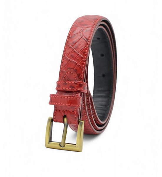 la franche Unisex Belt Croco Pattern Genuine Cow Leather Belt Ruby Red. 100% оригинал