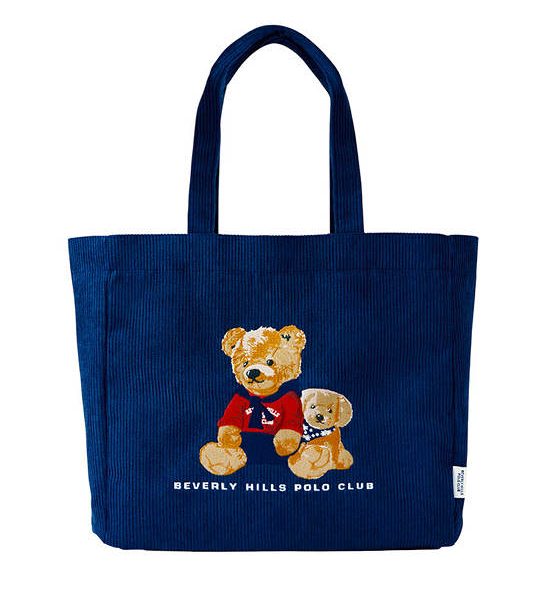 BEVERLY HILLS POLO CLUB Dark Blue Women CORDUROY TOTE BAG. 100% оригинал