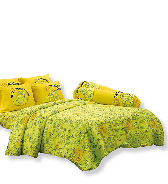 JESSICA BEDDING FITTED SHEET SET WITH COMFORTER 5 FT 6 PCS (Queen Size) TENCEL 500 THREAD COUNTS MINIONS T014. 100% оригинал