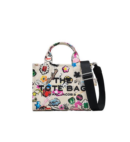 MARC JACOBS THE STICKER CANVAS SMALL TOTE BAG WHITE MULTI. 100% оригинал