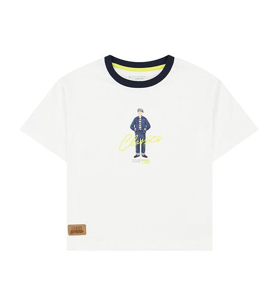 GIORDANO Boy's Relaxed Jersey Printed Tee (Blue Classics) Snow White. 100% оригинал