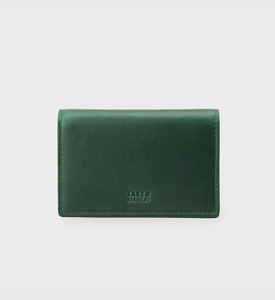 TAKEO KIKUCHI MEN GREEN US OIL ANILINE LEATHER CARD HOLDER. 100% оригинал