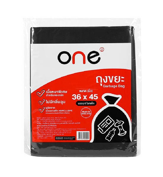 @ONE ONE ถุงขยะดำหนา 36x45 นิ้ว ความจุ 120 ลิตร แพ็ค 8 ใบ. 100% оригинал