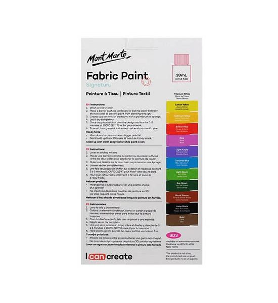 Mont Marte สีเพ้นท์ผ้า MONT MARTE ขนาด 20 มล. x 12 ขวด. 100% оригинал