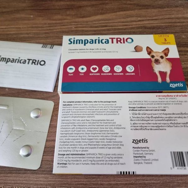 Упаковка 10х3 таблеток Simparica Trio-от 1,3 до 2,5 кг симпарика для собак